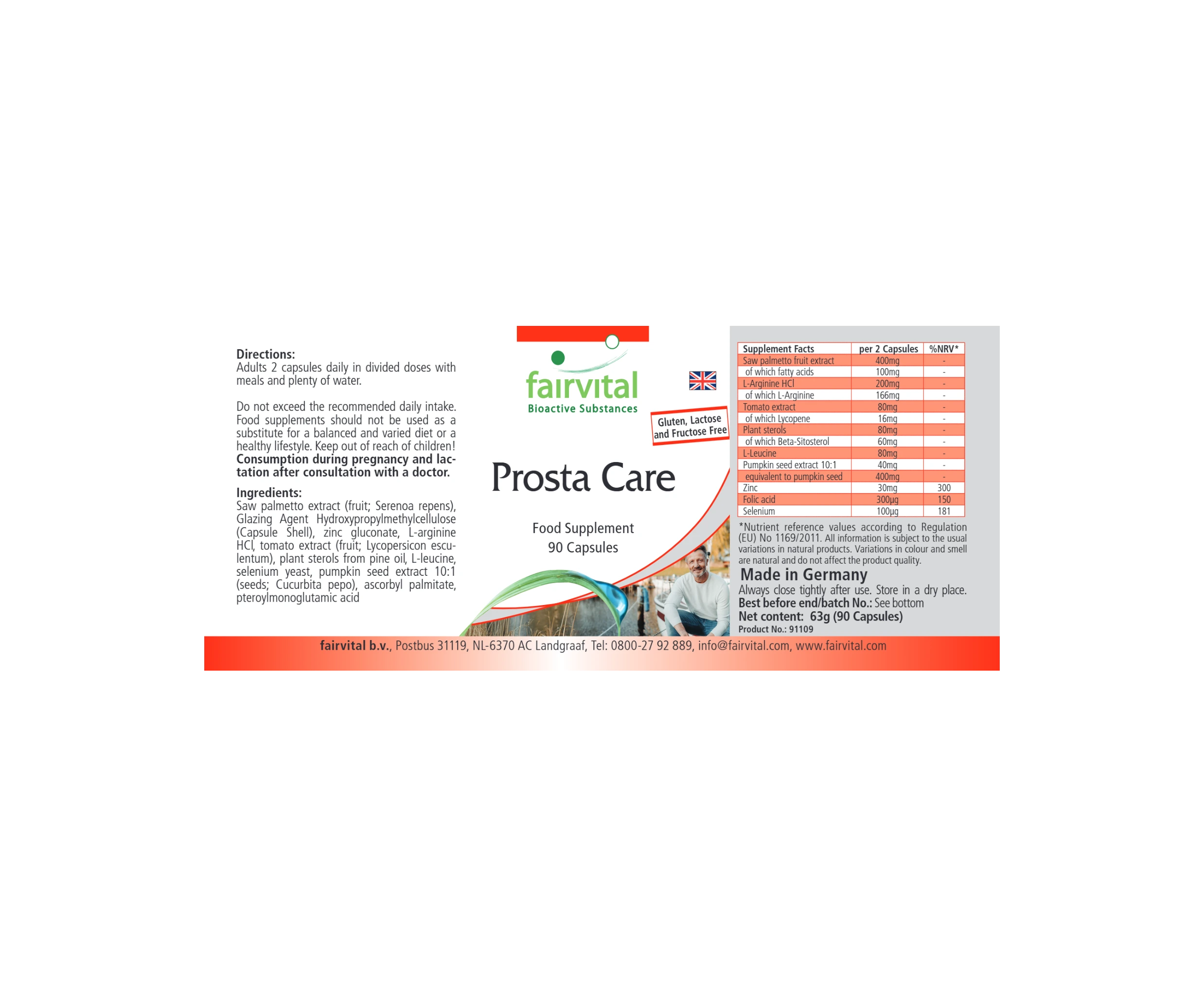 Prosta Care - 90 Kapseln - mit Zink, Selen, Lycopin uvm. - Hochdosiert und Vegan | Fairvital