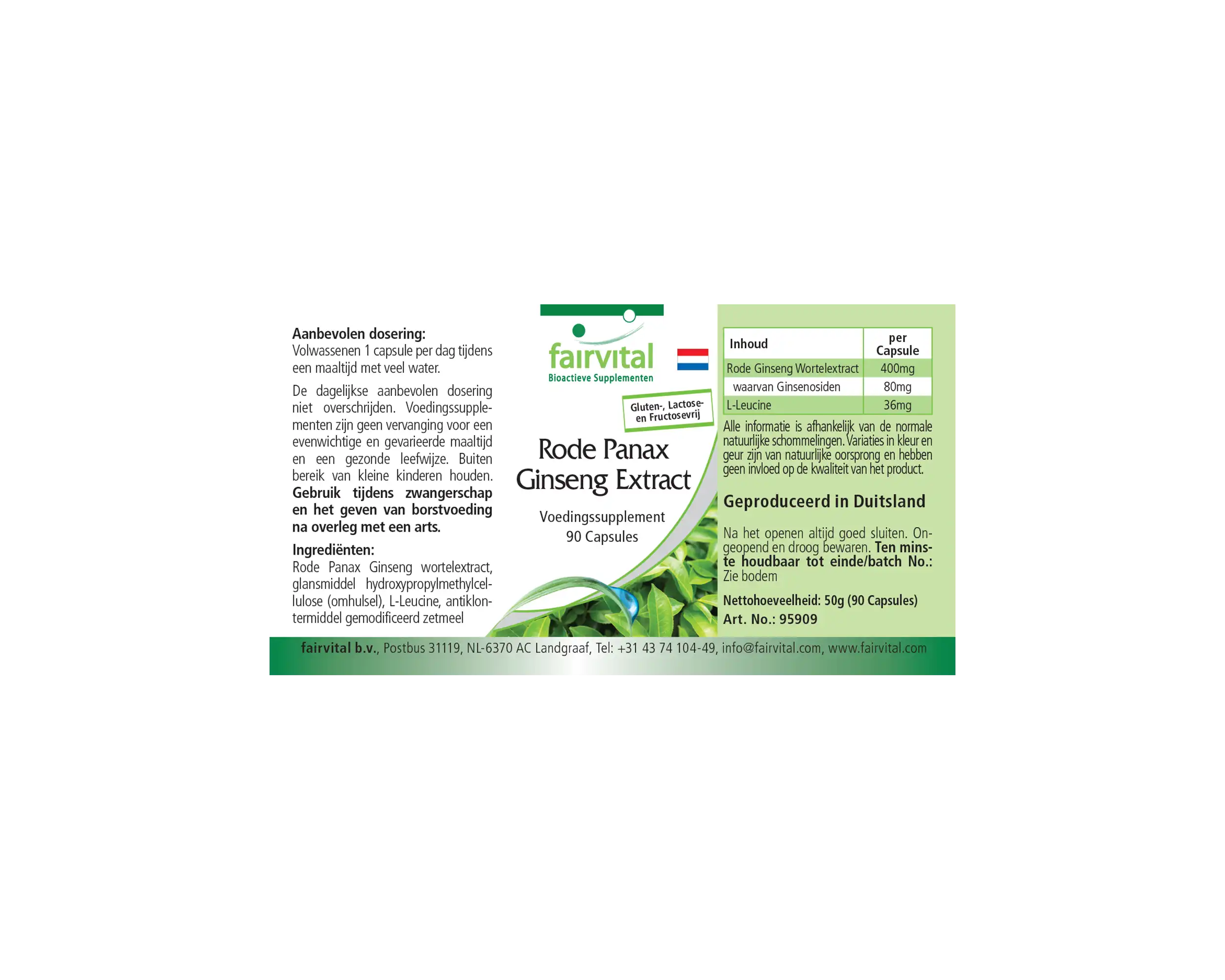 Roter Panax Ginseng Extrakt 400mg- 90 Kapseln-koreanischer Ginseng Extrakt- HOCHDOSIERT - VEGAN | Fairvital