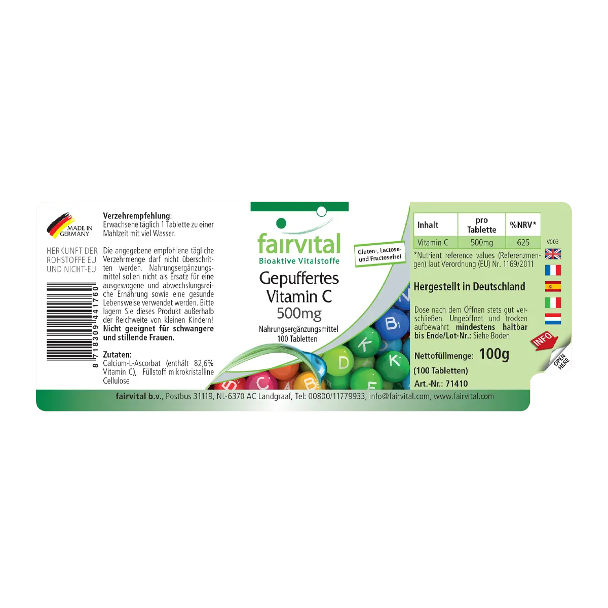 Gebufferde vitamine C 500mg - 100 tabletten