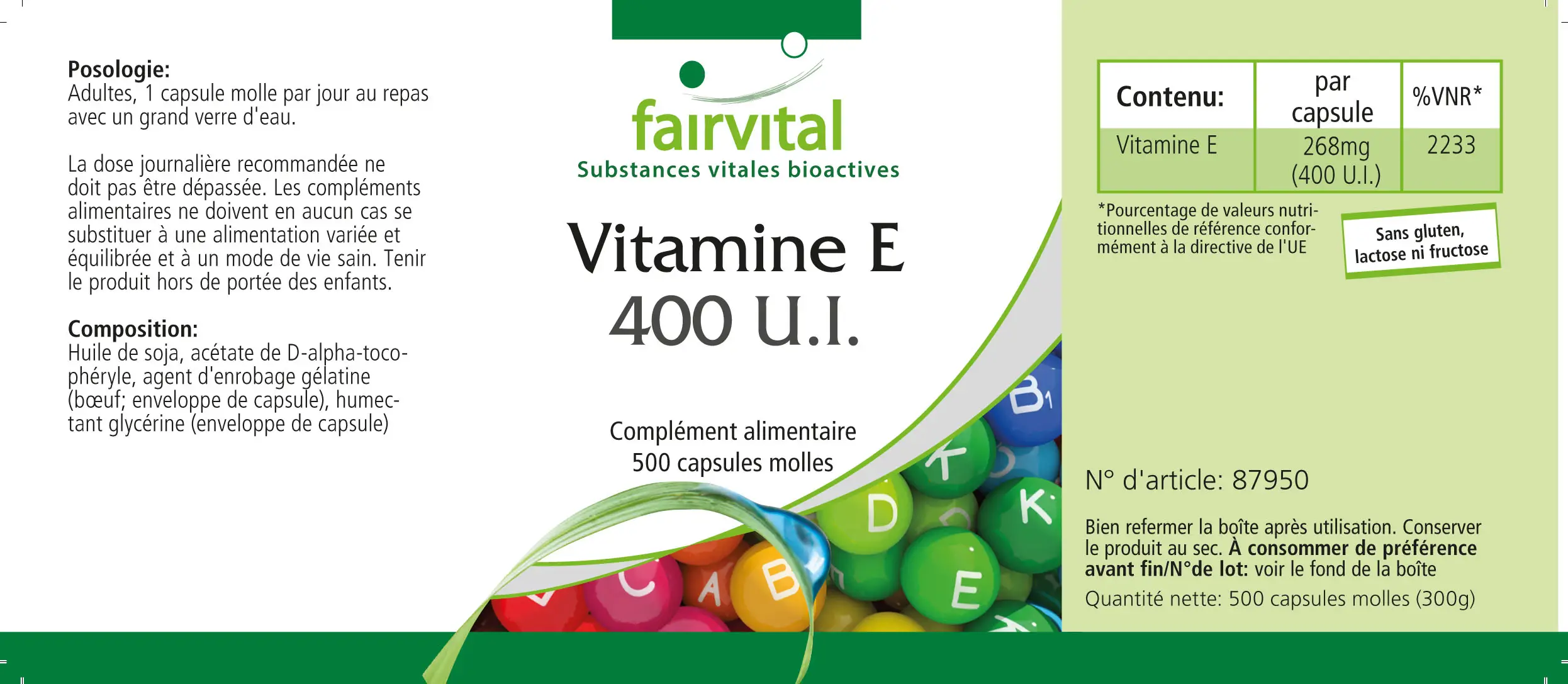 Vitamine E 400 I.U. - grootverpakking - 500 softgels