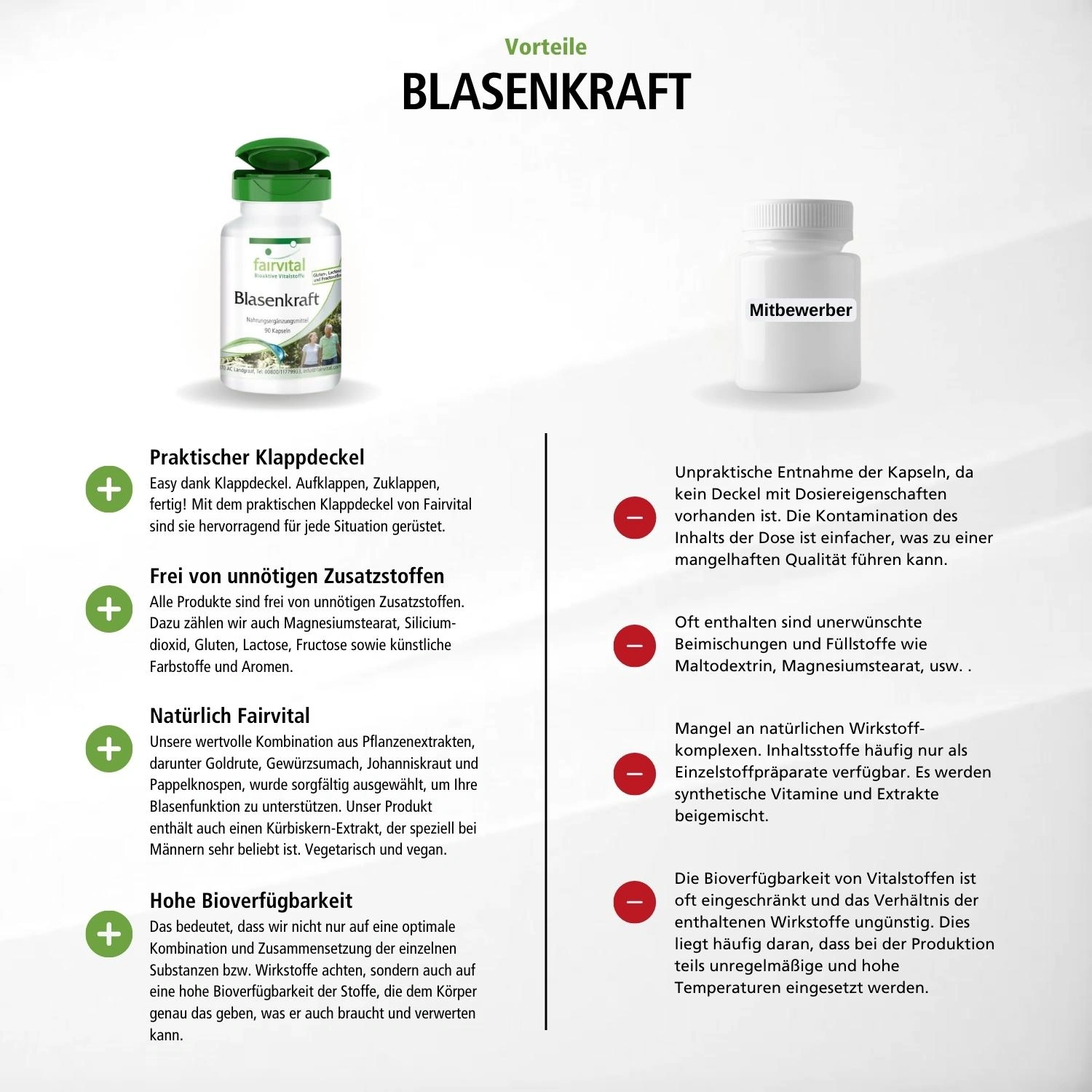 Blasenkraft  - 90 Kapseln - mit Kürbiskern; Goldrutenkraut; Vitamin E uvm. - Zellschutz - Vegan | Fairvital