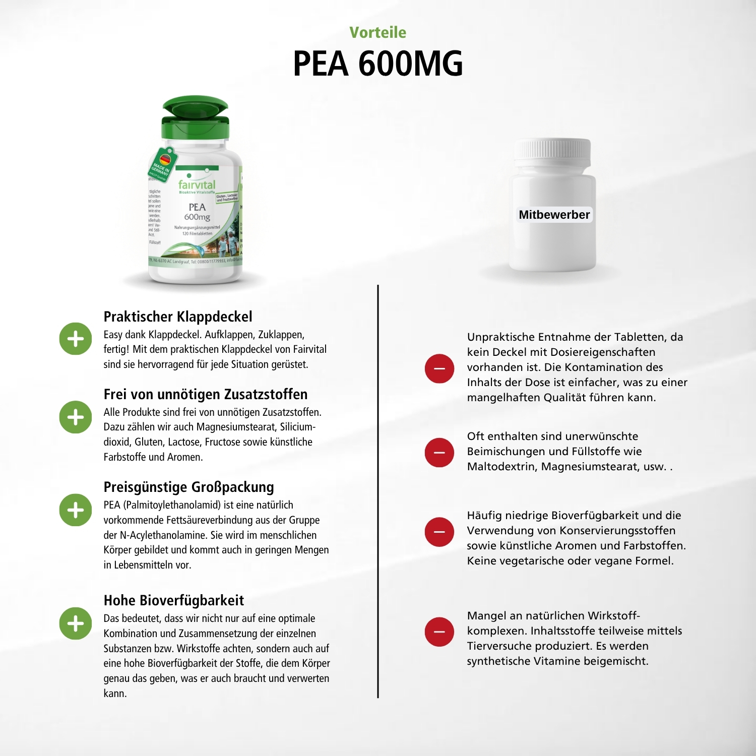 PEA 600mg - 120 Filmtabletten - vegan | Fairvital