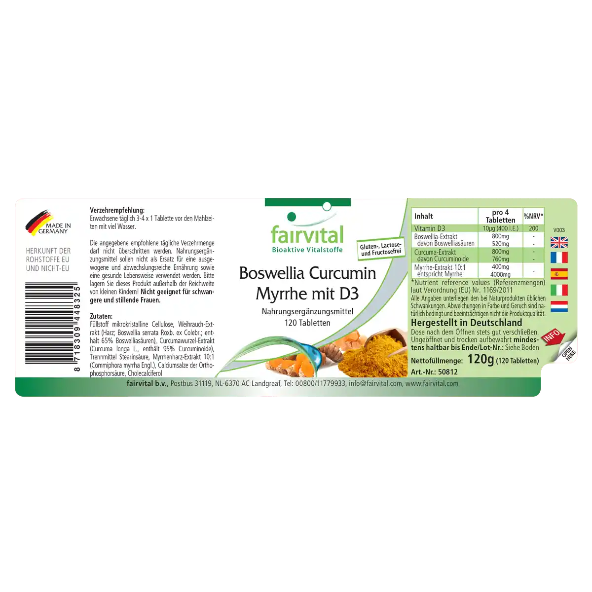 Boswellia Curcumina Mirra con D3 - 120 comprimidos Boswellia Curcumina Mirra con D3 - 120 comprimidos
