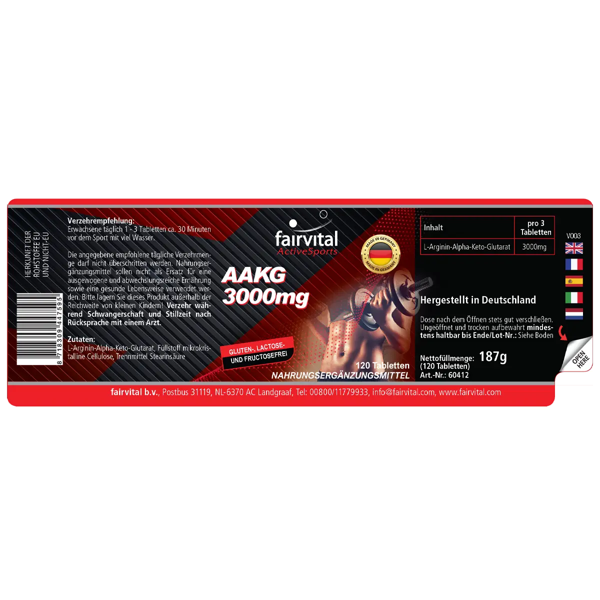 AAKG 3000mg L-Arginine alfa-ketoglutaraat - 120 tabletten