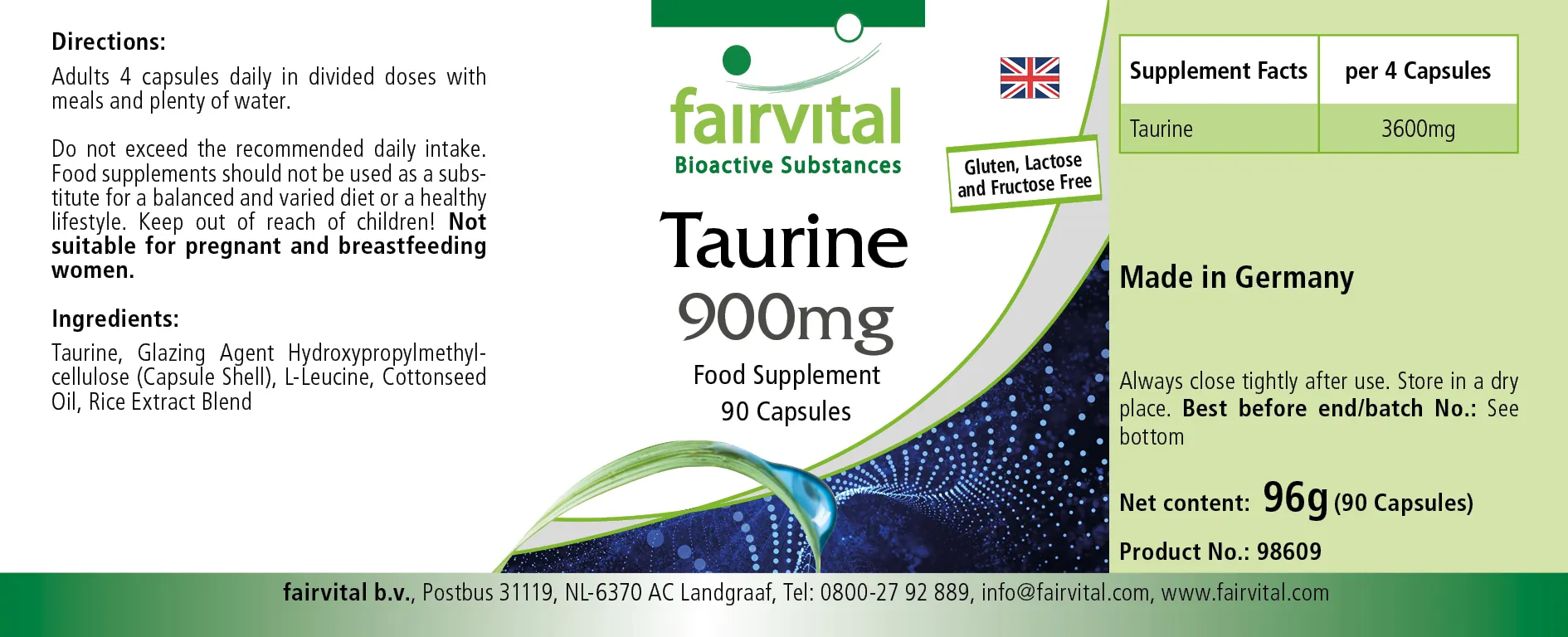 Taurine 900mg - 90 gélules Taurine 900mg - 90 gélules