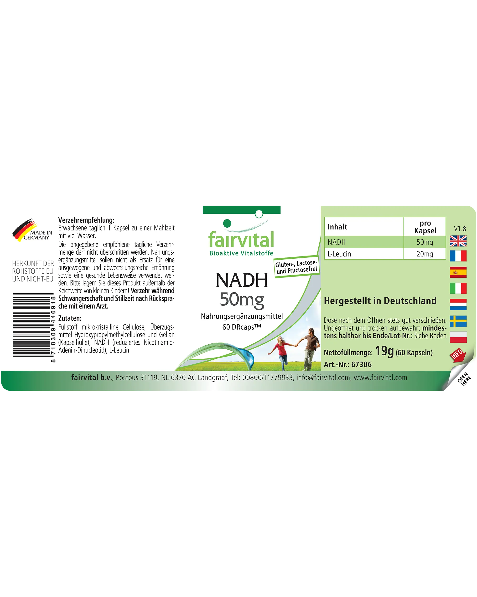NADH 50mg - 60  DRCaps™ - Coenzym 1 - Hochdosiert und Vegan | Fairvital