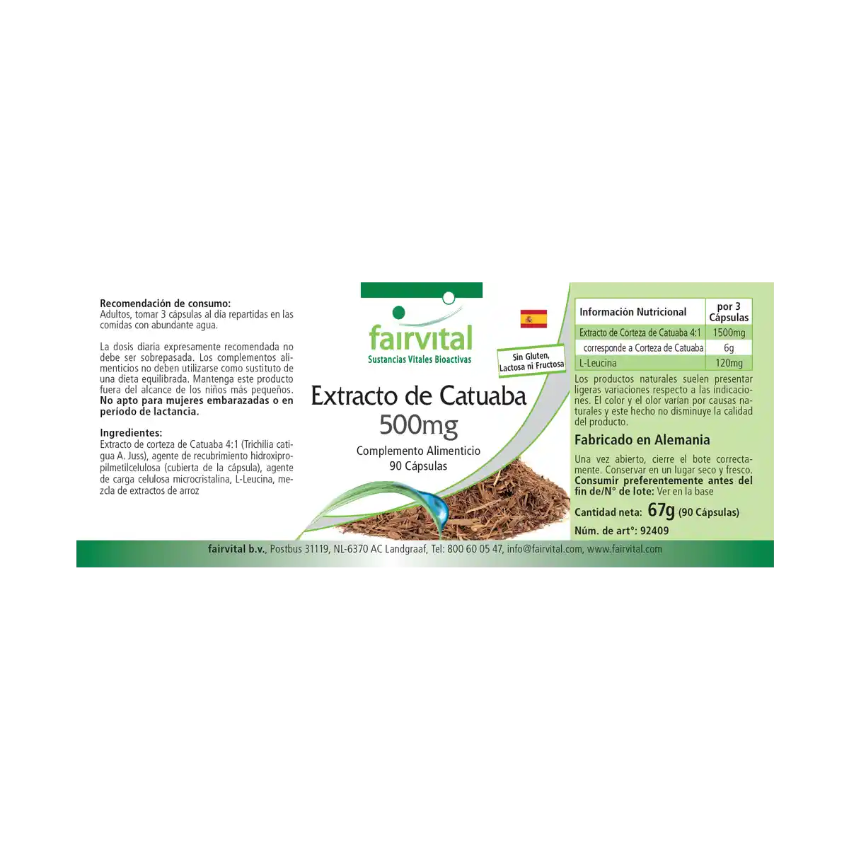 Extracto de Catuaba 500mg - 90 cápsulas