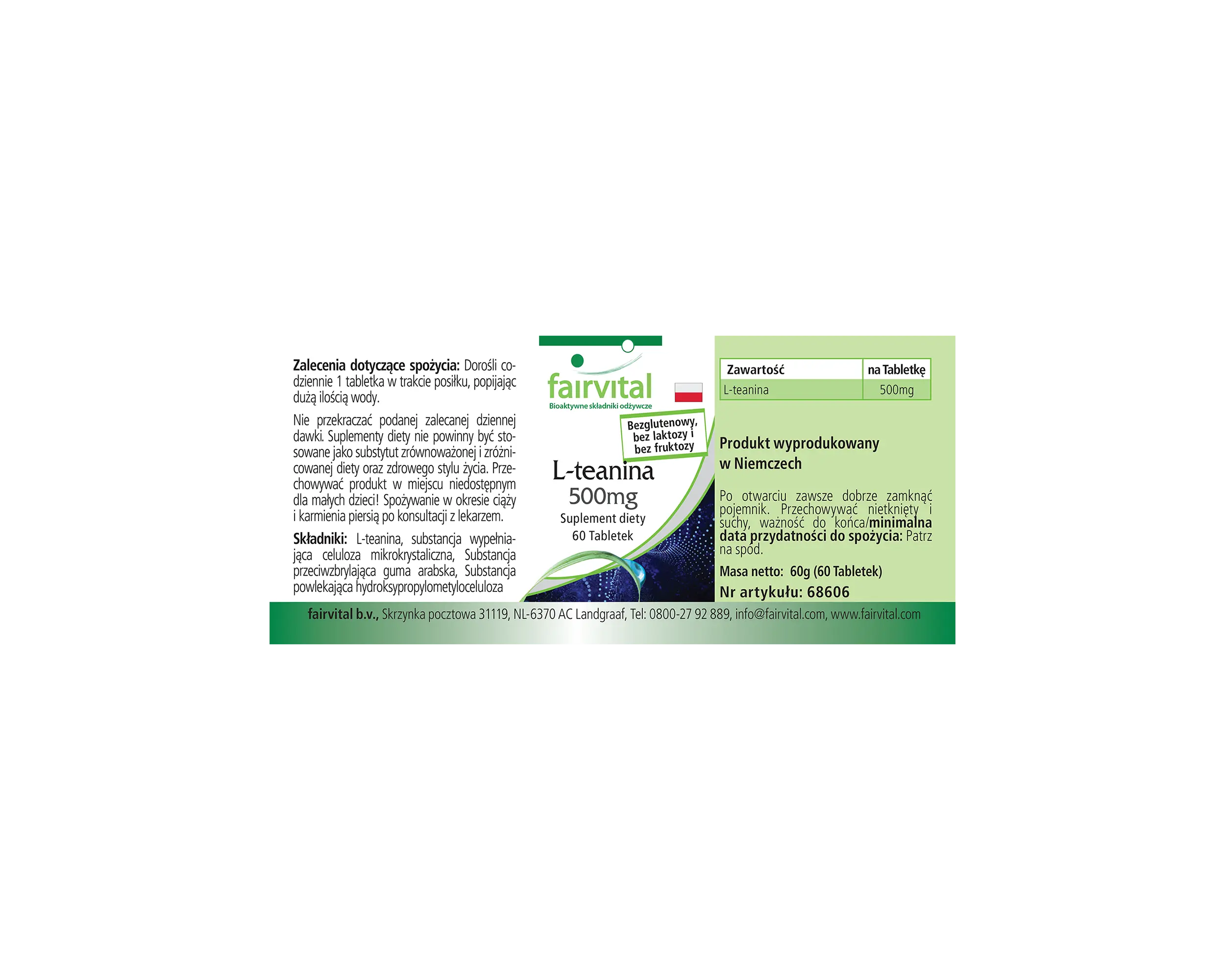 L-Théanine 500mg - 60 comprimés - Acide aminé - Faciles à avaler - Hautement dosée et végane | Fairvital