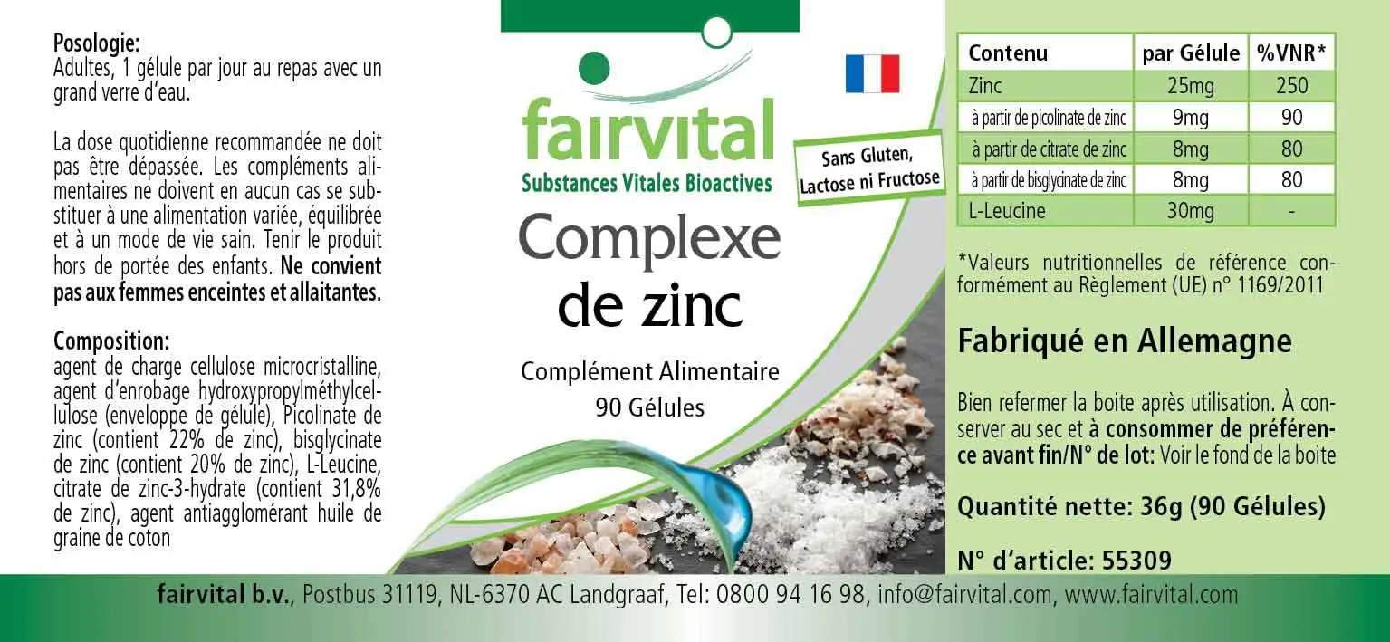 Complexe de zinc 25mg - 90 gélules