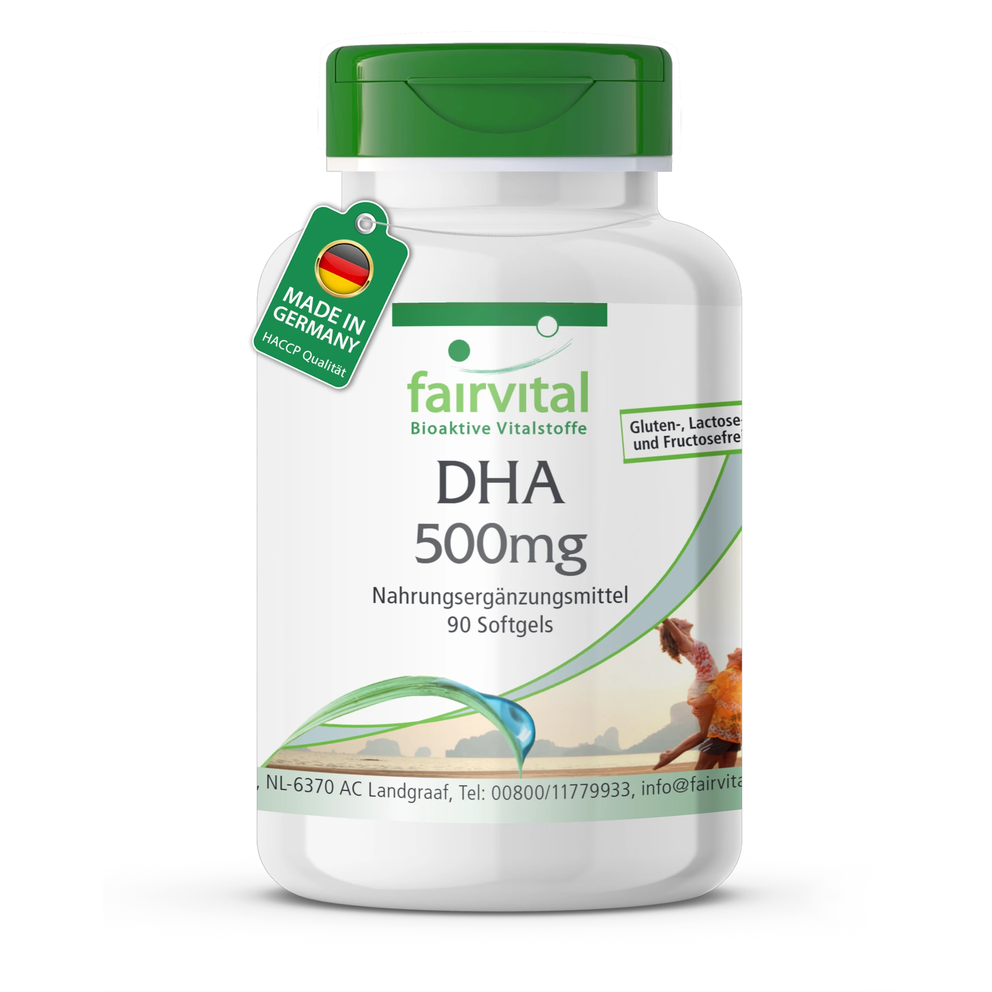 DHA 500mg - 90 Softgels  - mit Vitamin E - für Herz; Blutdruck; Zellschutz uvm. - Hochdosiert | Fairvital
