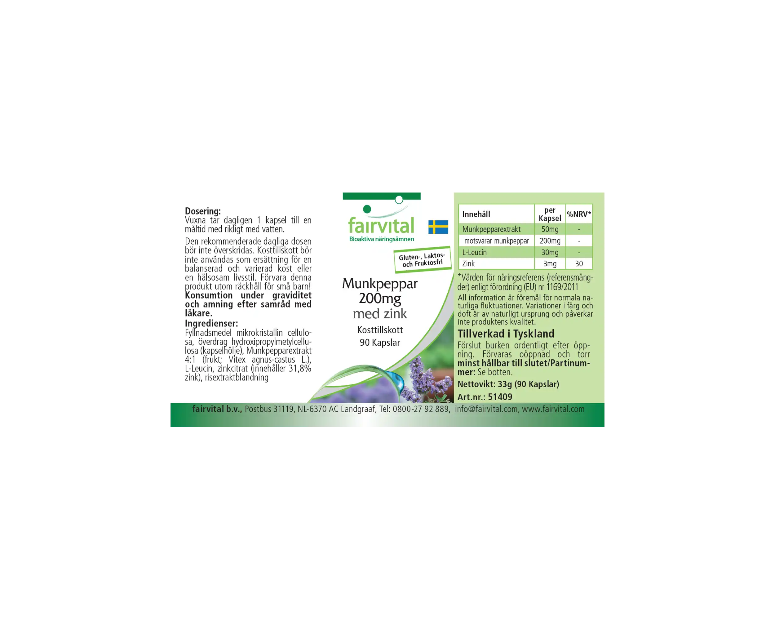 Sauzgatillo 200mg con zinc - 90 cápsulas