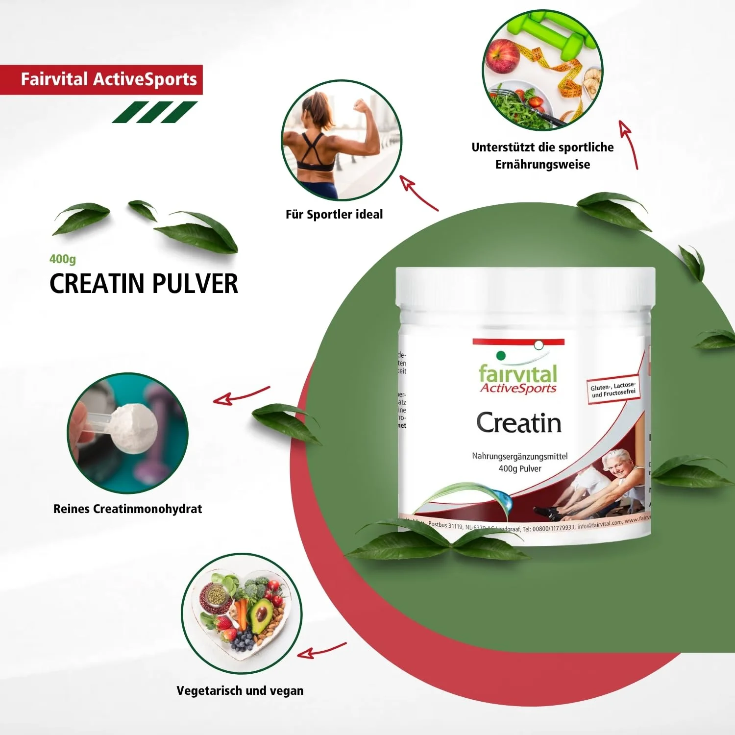 Creatin - 400g Pulver - hochdosiert und vegan | Fairvital