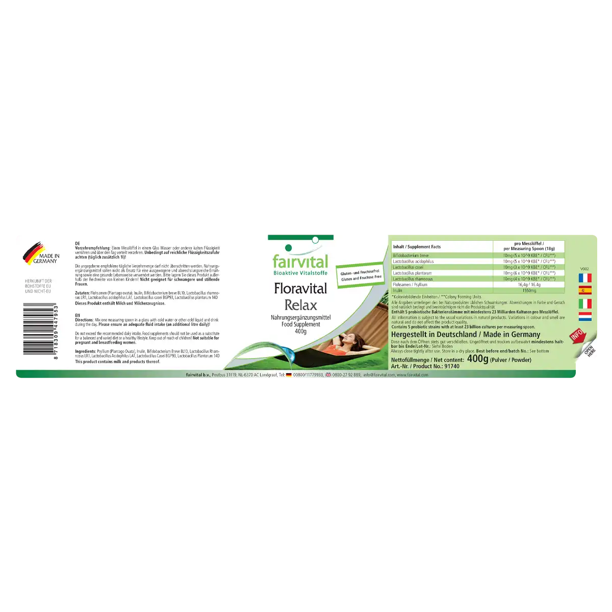 Floravital Relax 400g - mit Flohsamen & Inulin - Lactobacillus & Bifidobakterien | Fairvital Floravital Relax 400g - mit Flohsamen & Inulin - Lactobacillus & Bifidobakterien | Fairvital