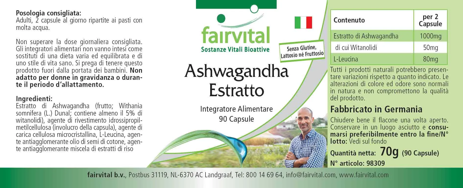 Extrait d'Ashwagandha 500mg - 90 Gélules