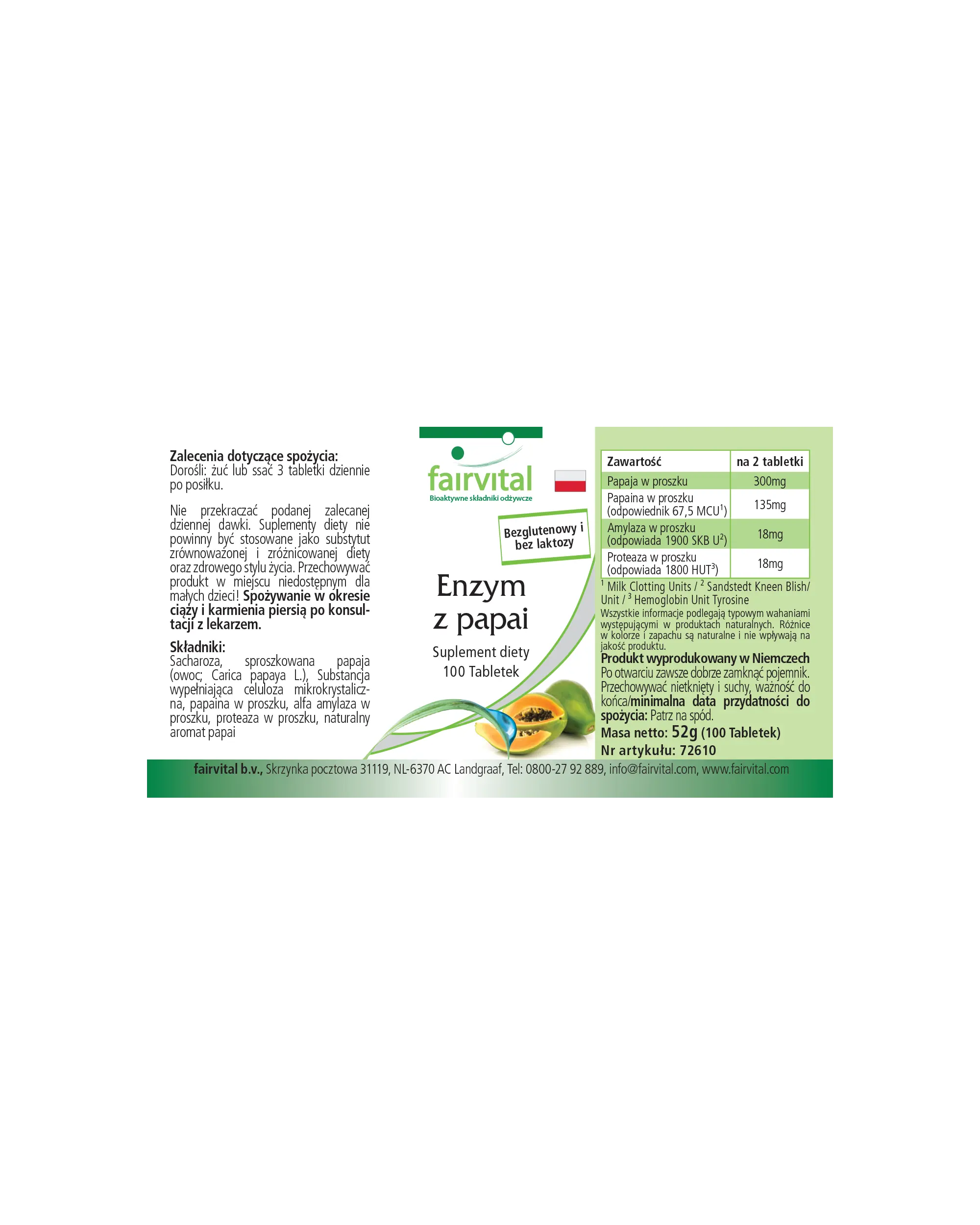 Enzyme de Papaye - 100 comprimés à croquer