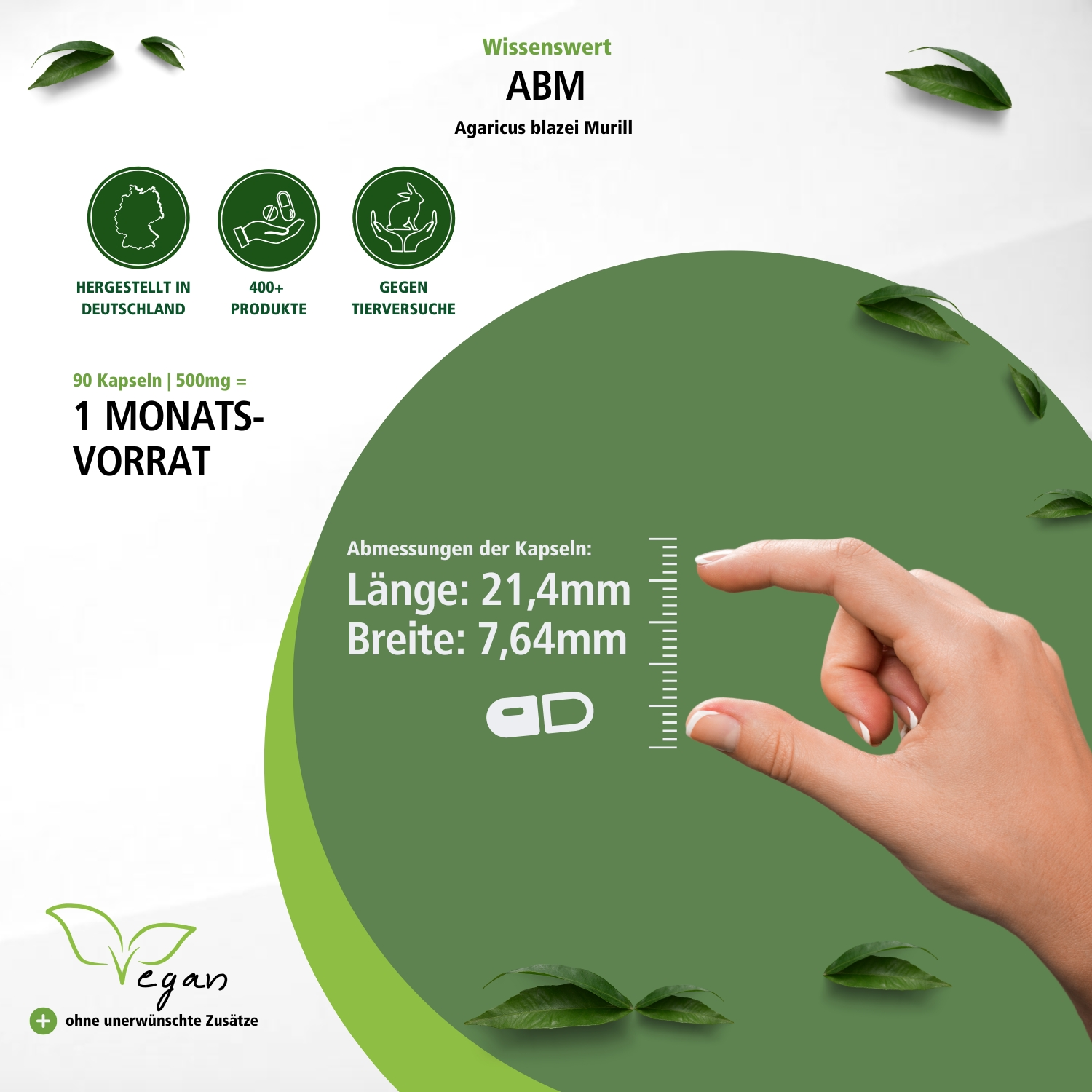 ABM 500mg - 90 Kapseln - Agaricus blazei Murill - Schluckfreundlich - Hochdosiert und Vegan | Fairvital