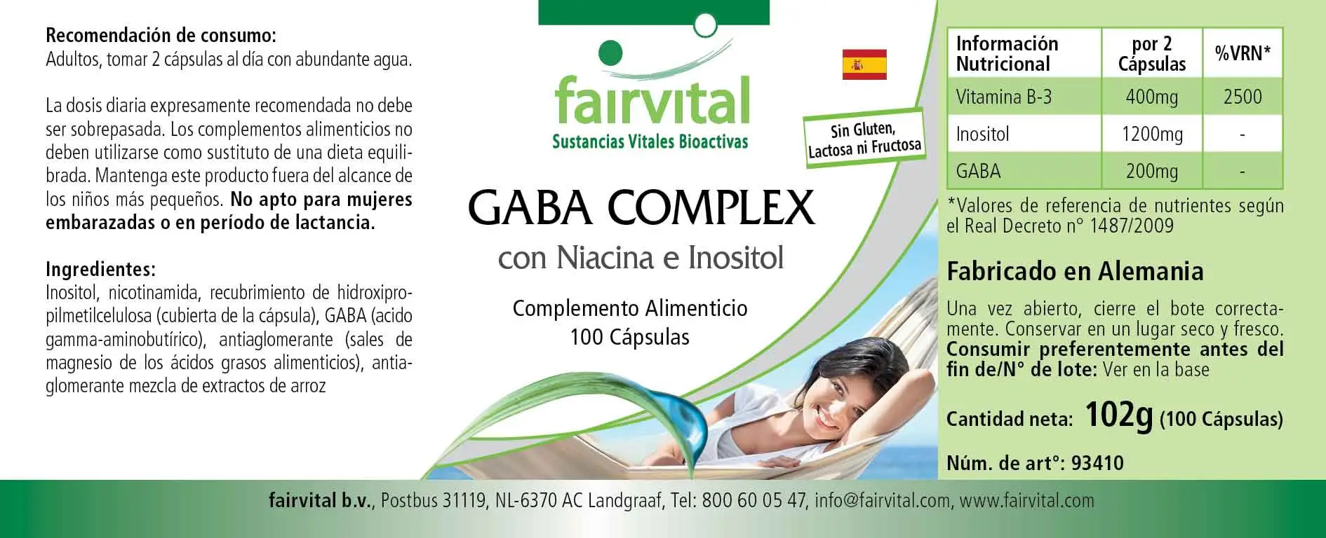 GABA complex with niacin and inositol - 100 capsules