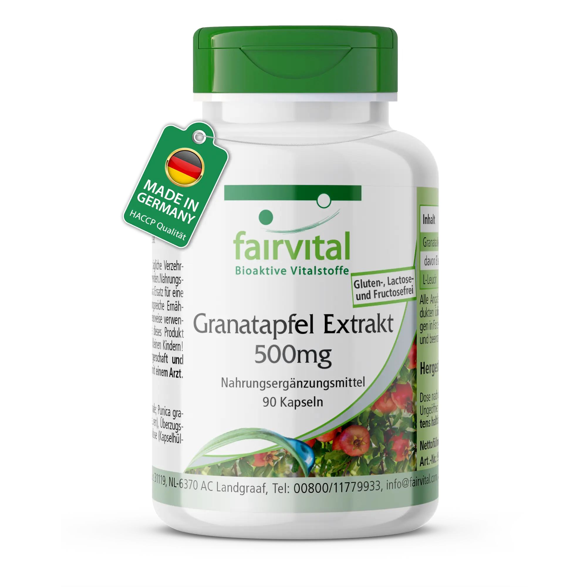 Granatapfel Extrakt 500mg - 90 Kapseln - schluckfreundlich - hochdosiert und vegan | Fairvital
