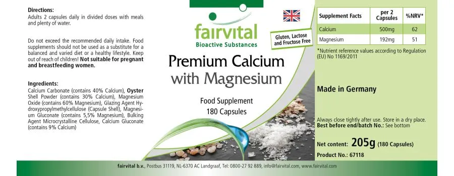 Premium Calcium with Magnesium - 180 capsules