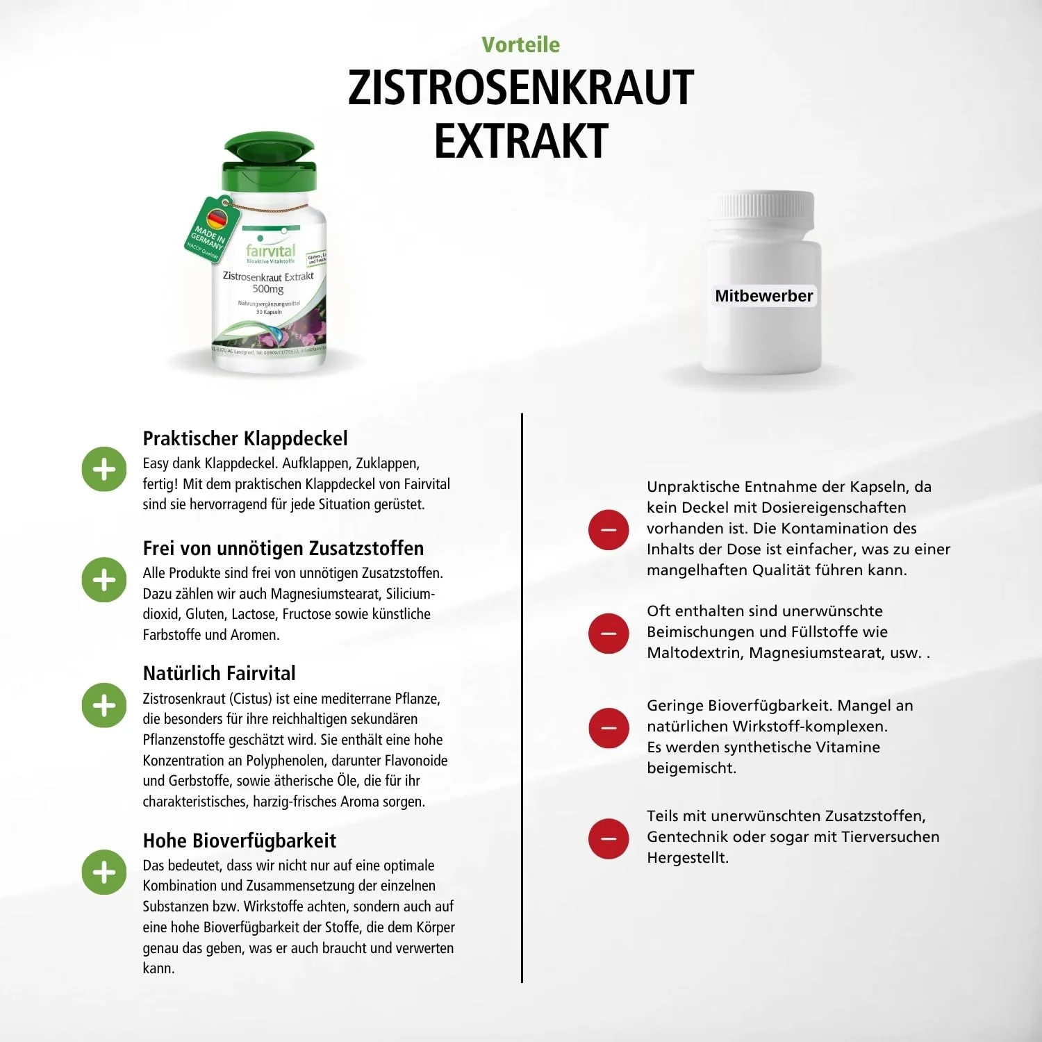 Zistrosenkraut Extrakt 500mg - 90 Kapseln - Cistus Incanus - Vegan | Fairvital