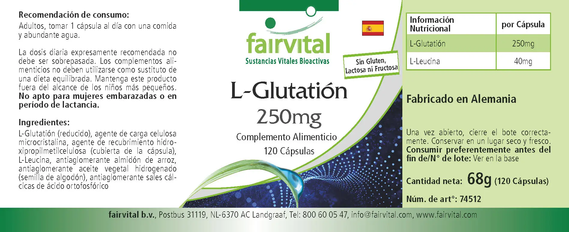 L-Glutathion 250mg - 120 capsules