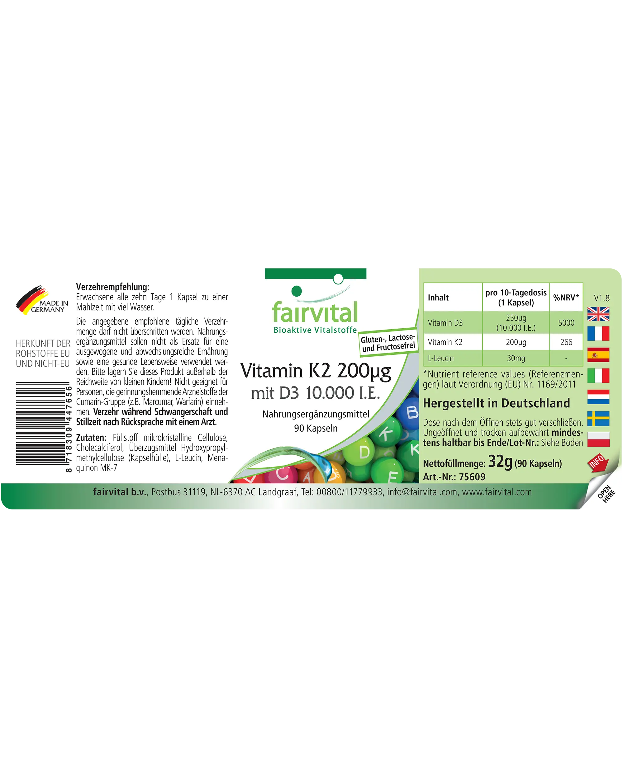 Vitamin K2 200µg with D3 10000 I.U. - 90 Capsules