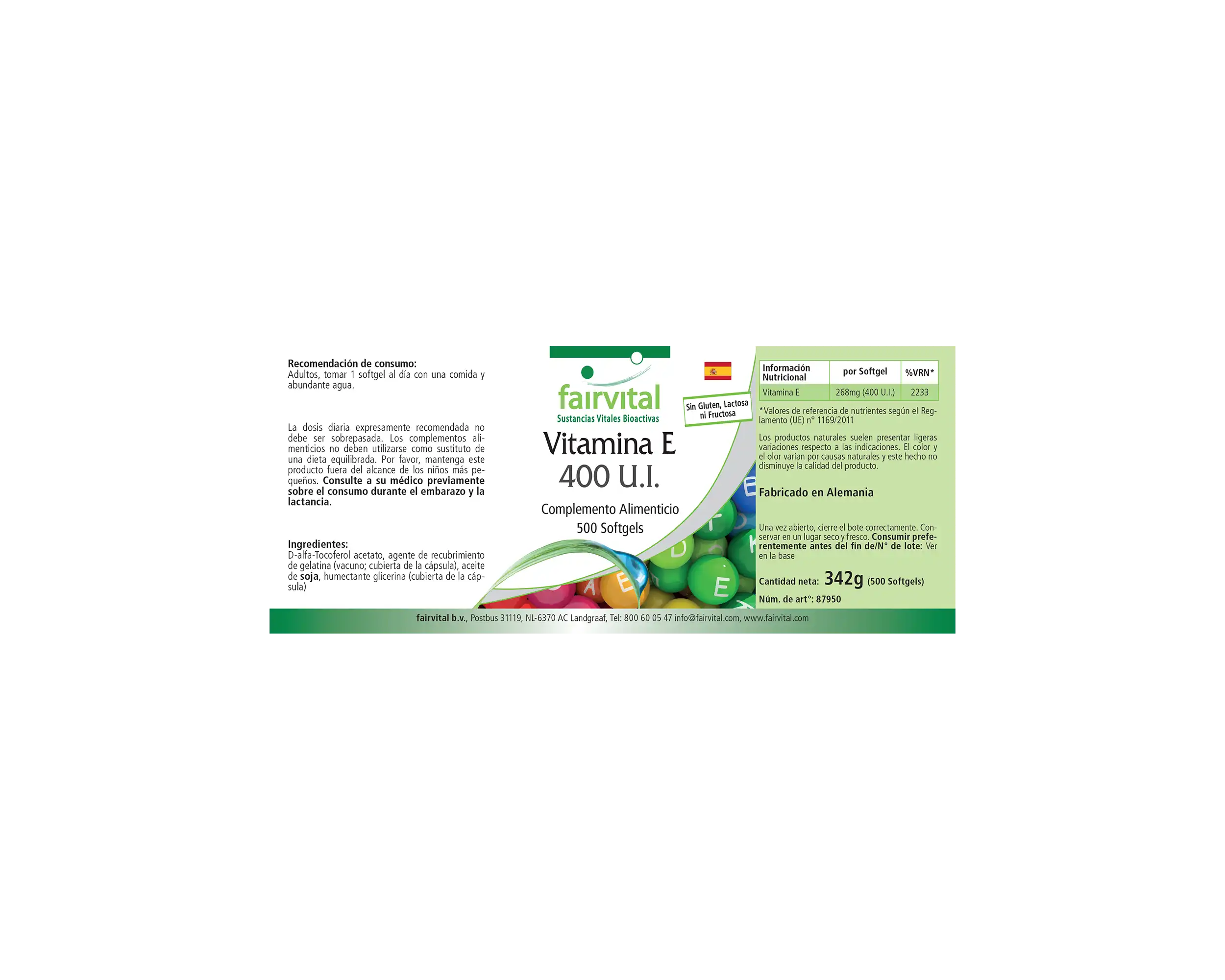 Vitamine E 400 UI - Flacon avantageux - 500 capsules molles