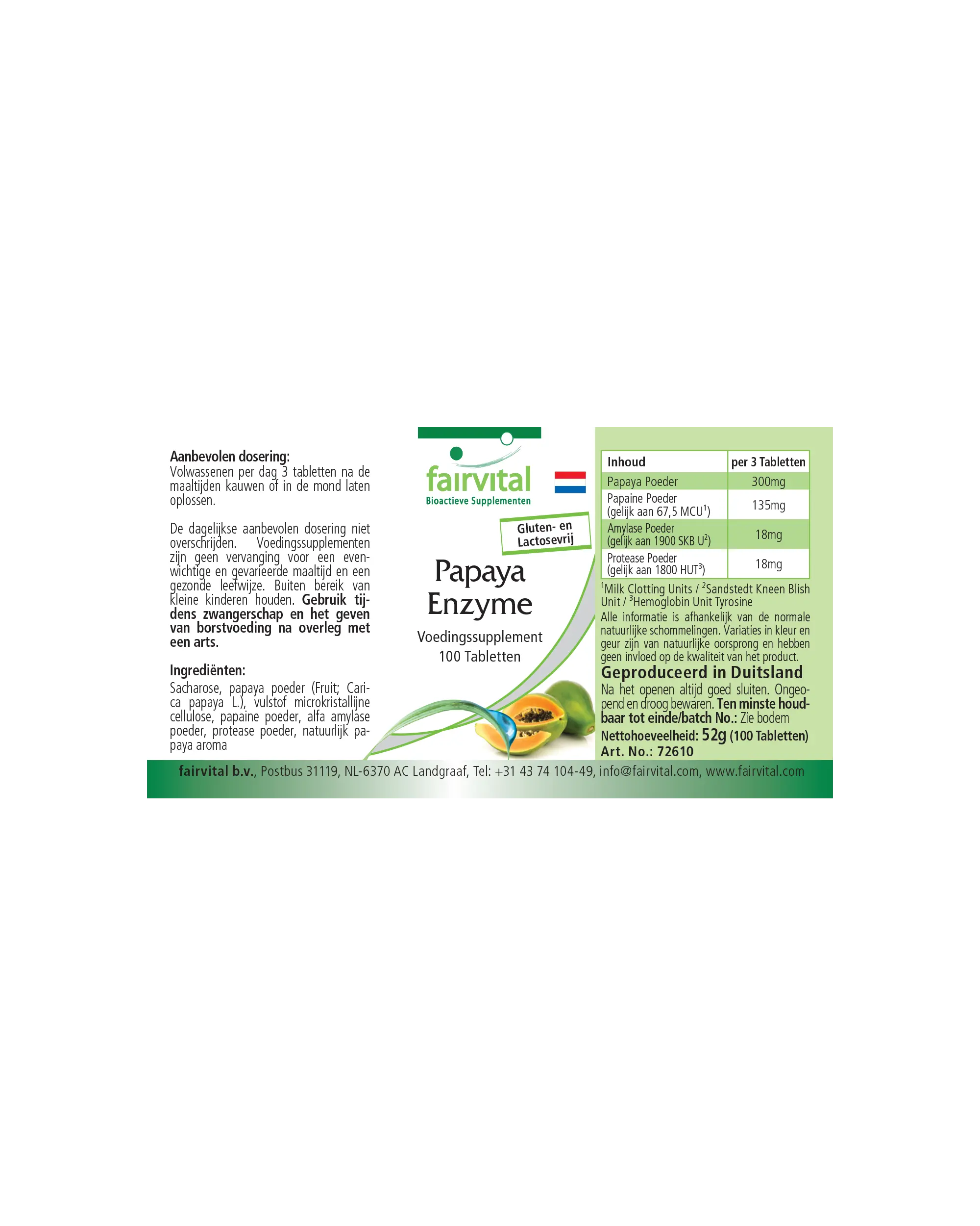 Enzyme de Papaye - 100 comprimés à croquer