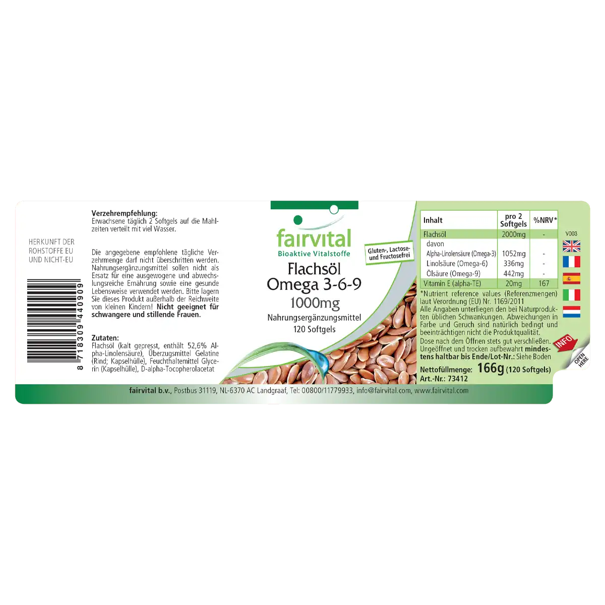Lijnzaadolie omega-3-6-9 - 120 softgels