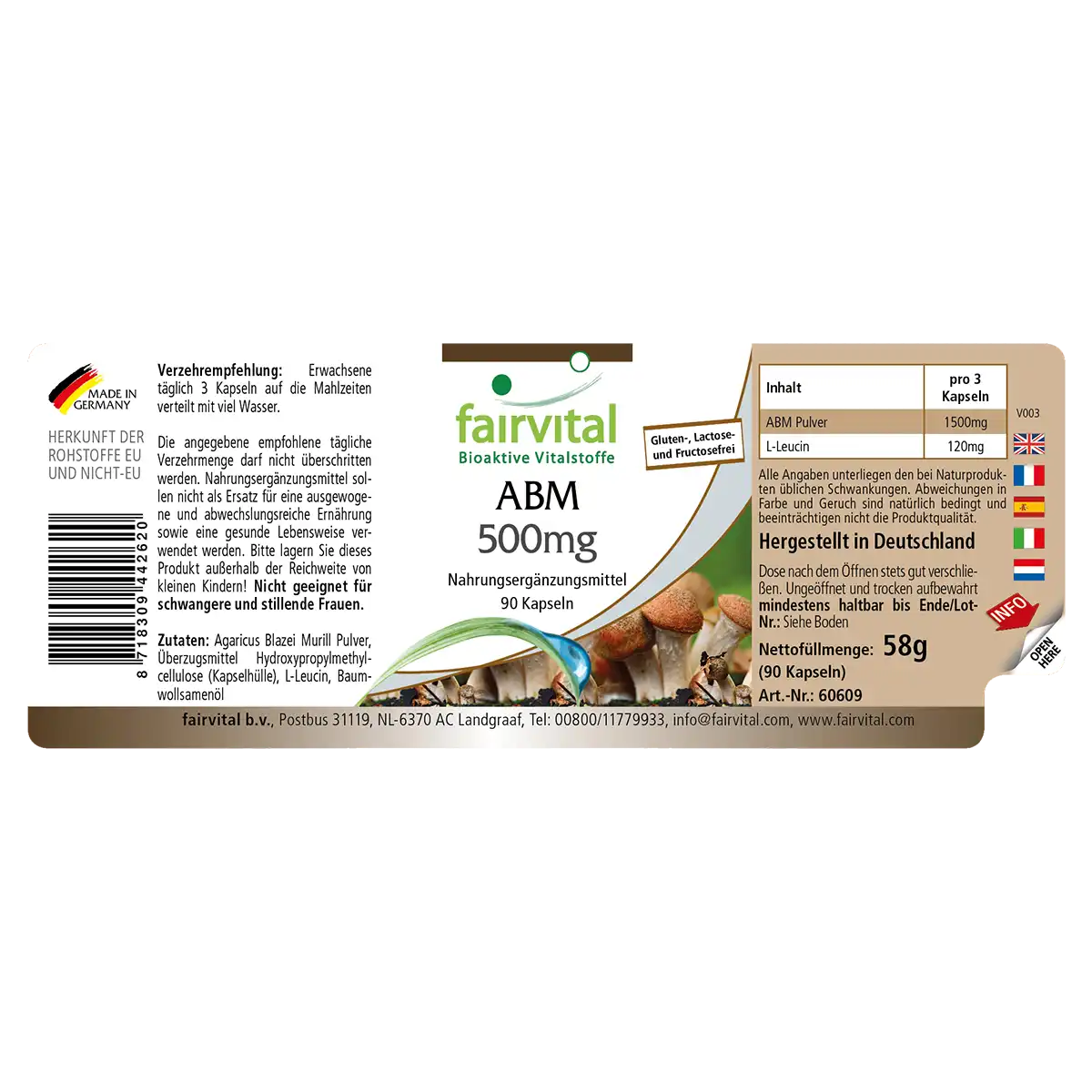 ABM (Agaricus blazei Murill) 500mg - 90 Kapseln - Hochdosiert und Vegan | Fairvital ABM (Agaricus blazei Murill) 500mg - 90 Kapseln - Hochdosiert und Vegan | Fairvital