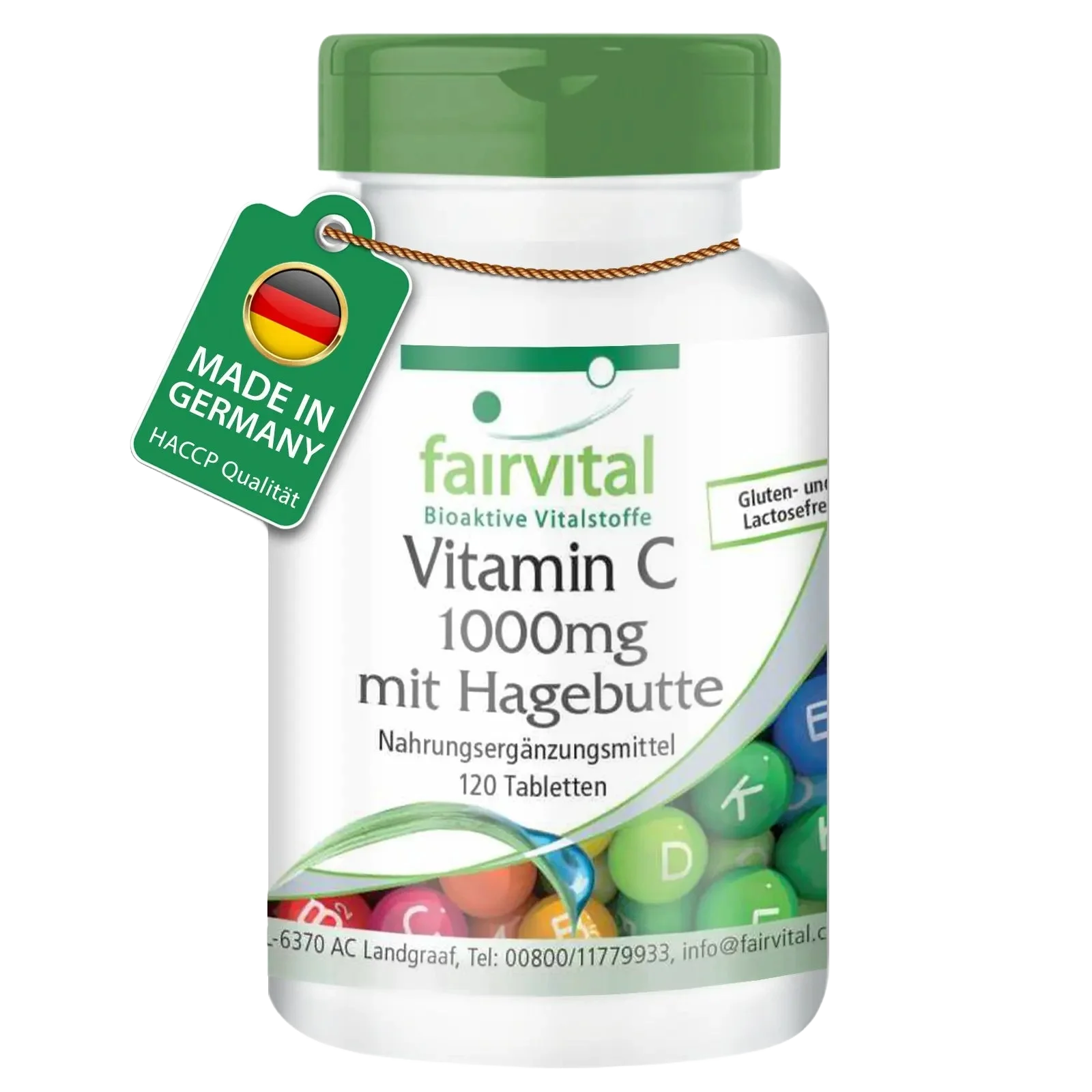 Vitamin C 1000mg mit Hagebutte - 120 Tabletten - für Immunsystem, Kollagenbildung uvm. | Fairvital Vitamin C 1000mg mit Hagebutte - 120 Tabletten - für Immunsystem, Kollagenbildung uvm. | Fairvital