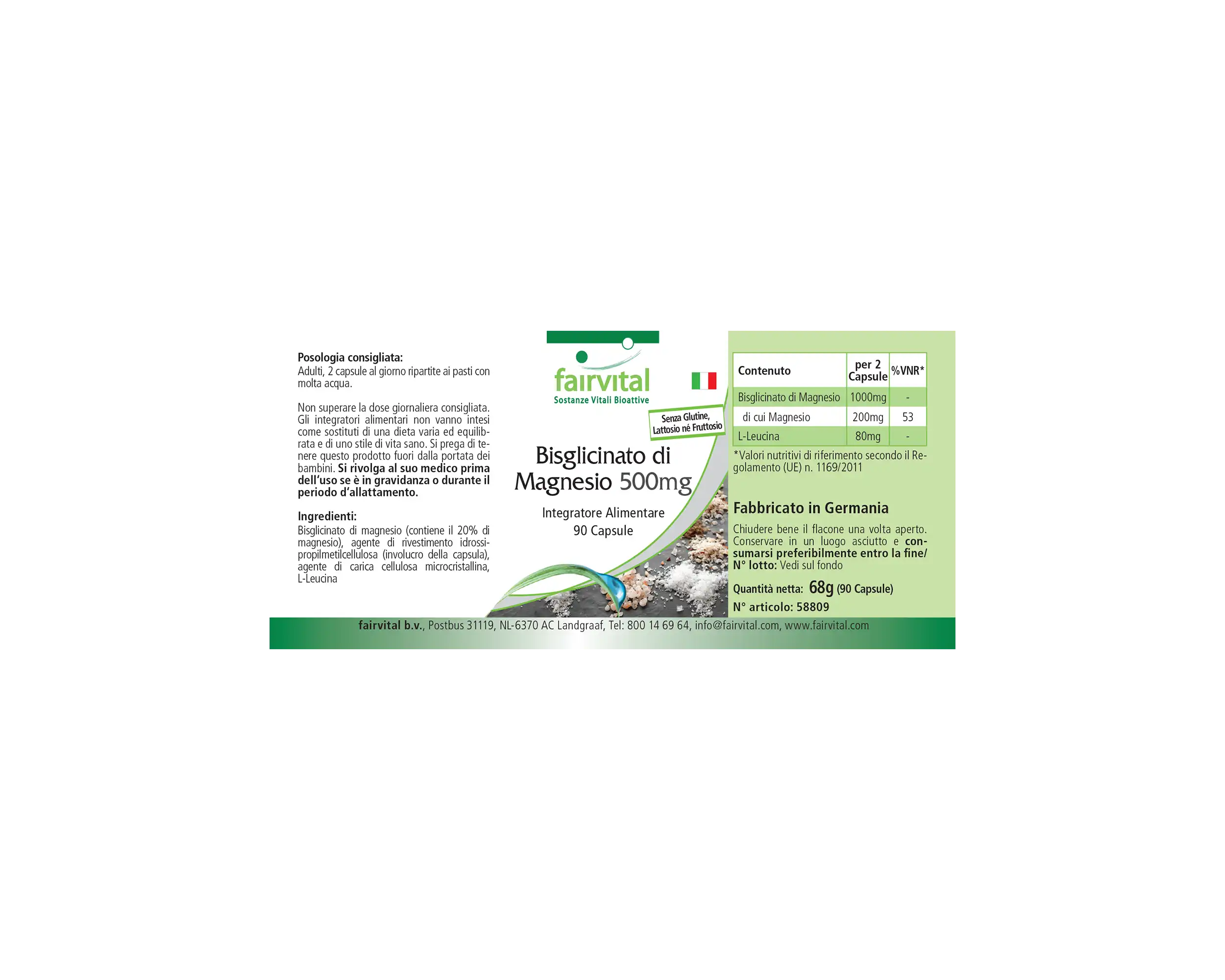Magnesium bisglycinate 500mg - 90 Capsules