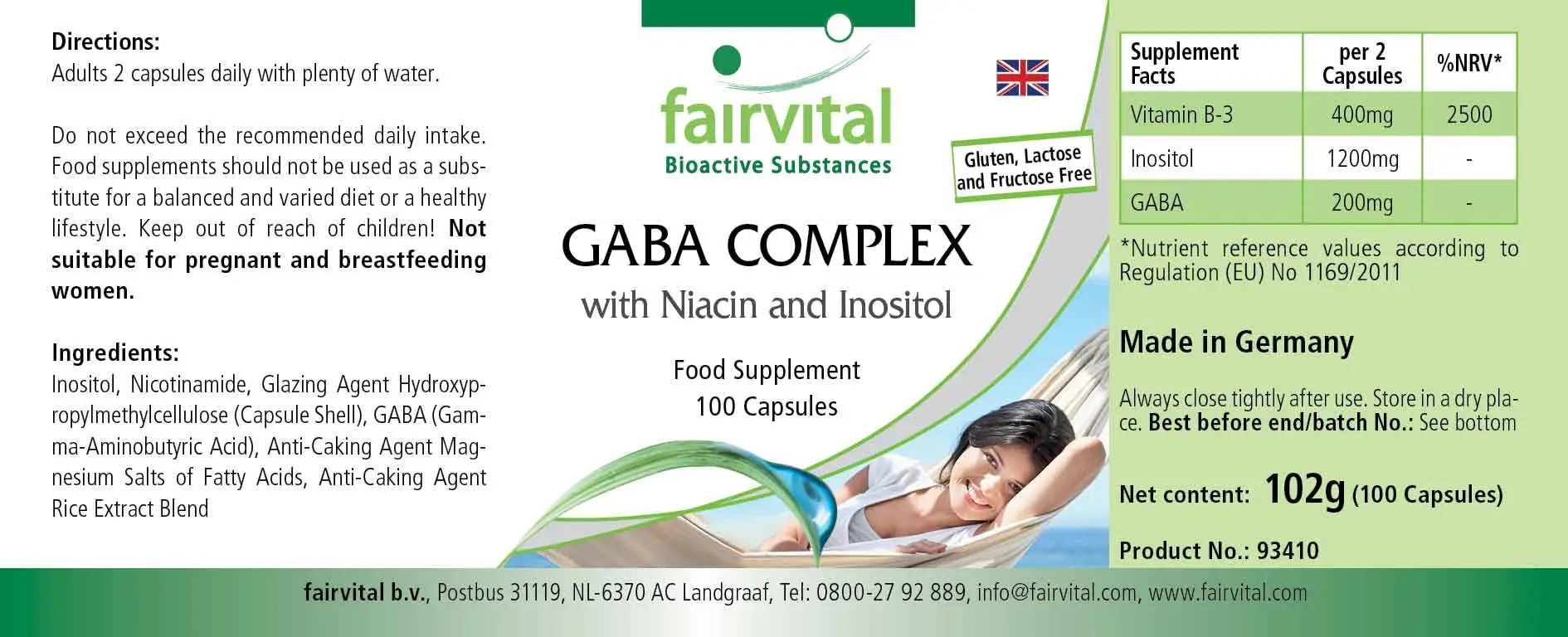 GABA complex with niacin and inositol - 100 capsules