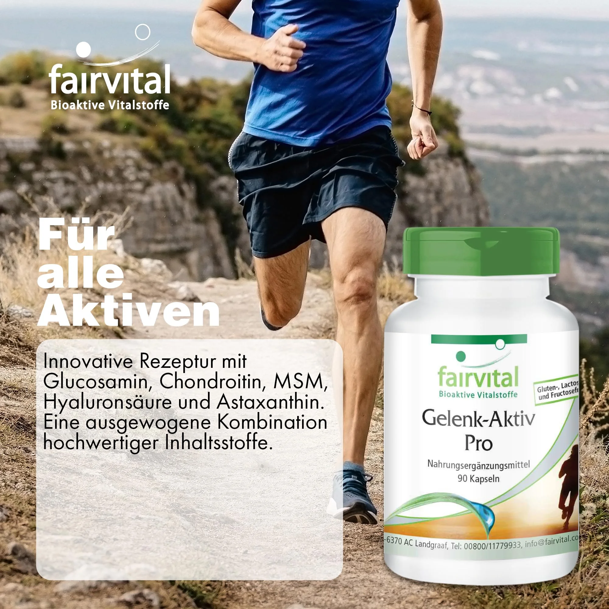Gelenk-Aktiv Pro - 90 Kapseln - mit Chondrotinsulfat; MSM; Hyaluronsäure; Astaxanthin - Hochdosiert | Fairvital