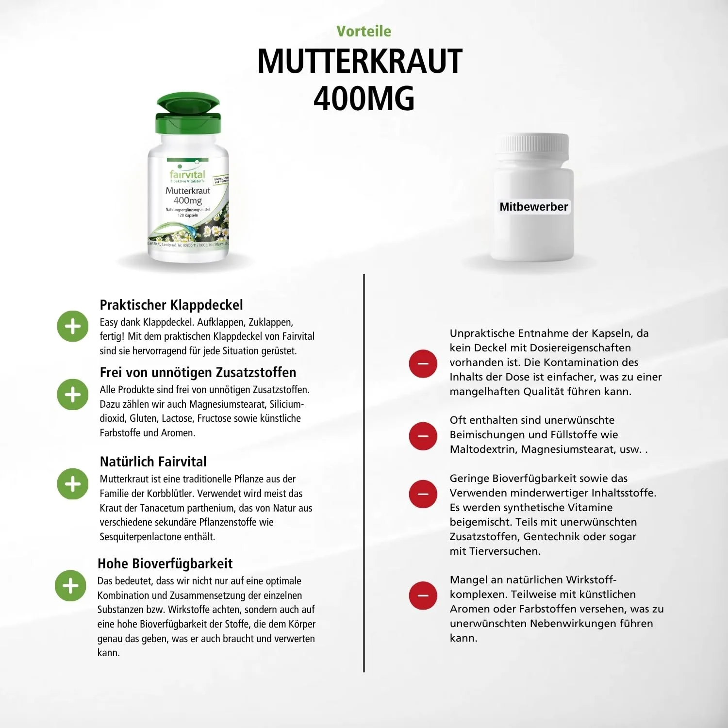 Mutterkraut 400mg - 120 Kapseln - Tanacetum parthenium - Feverfew - Vegan | Fairvital