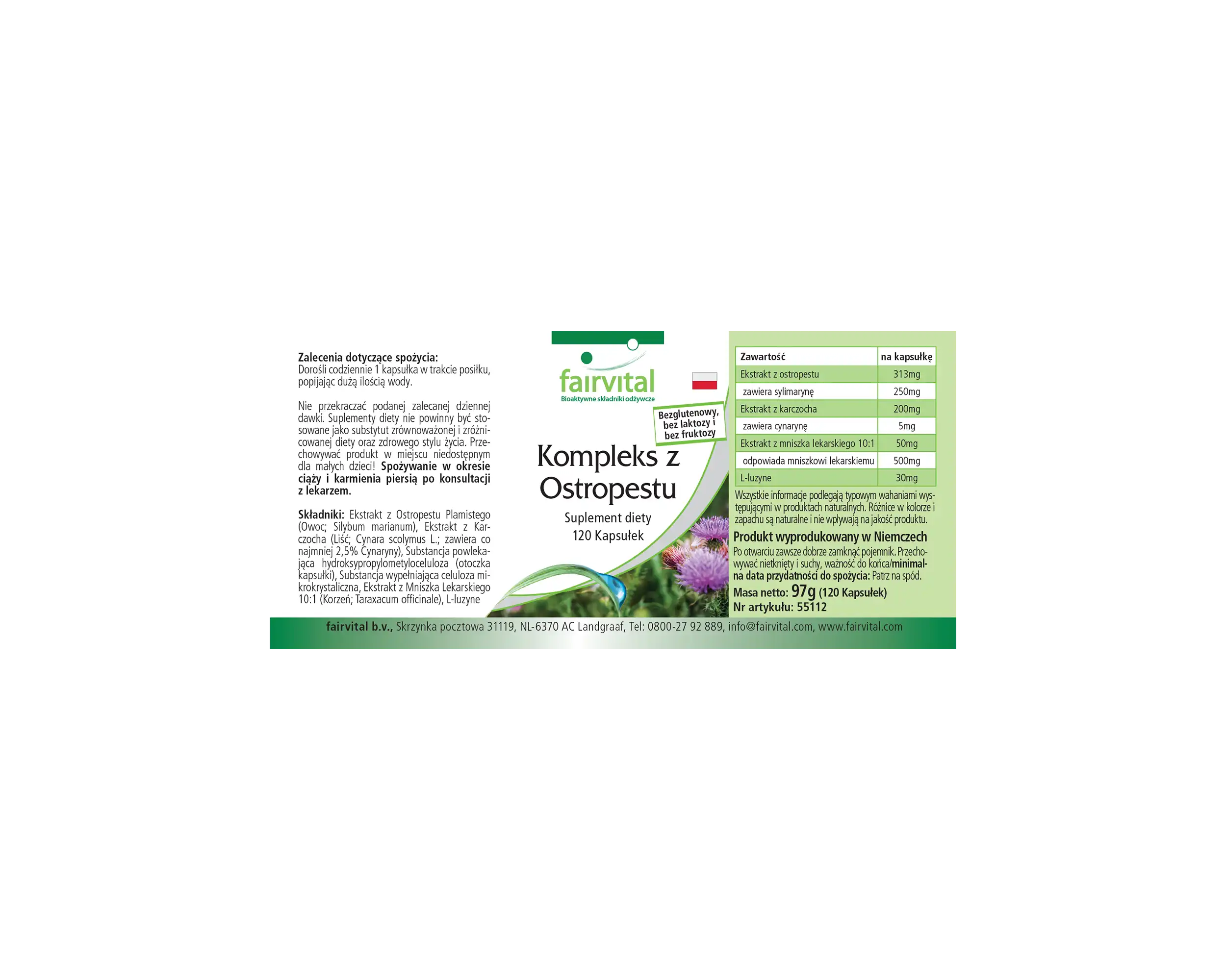 Mariendistel Komplex - 120 Kapseln - mit Artischocke + Löwenzahn - Vegan | Fairvital