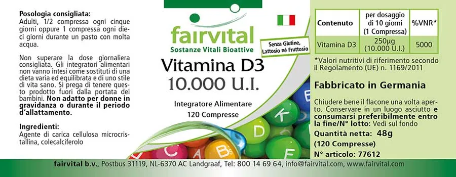 Vitamin D3 10000 I.U. - 120 tablets