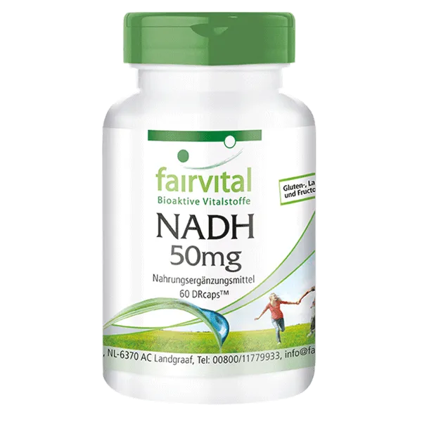 NADH 50mg - 60 DRCaps™ - Coenzym 1 - Hochdosiert und Vegan | Fairvital NADH 50mg - 60 DRCaps™ - Coenzym 1 - Hochdosiert und Vegan | Fairvital