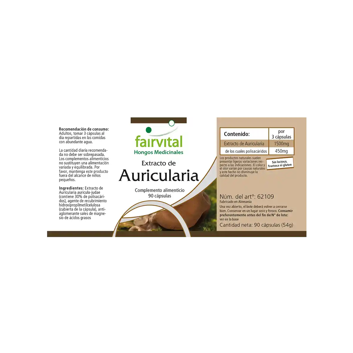 Extrait d'Auricularia 500mg - 90 gélules