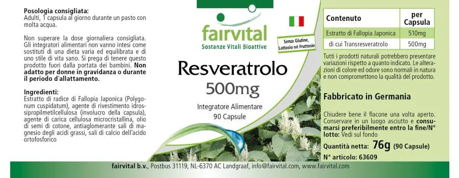 Resveratrolo 500mg - 90 capsule