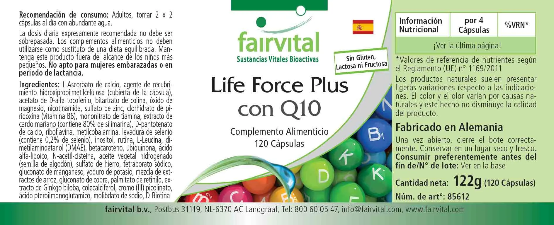 Life Force Plus con Q10 - 120 Cápsulas