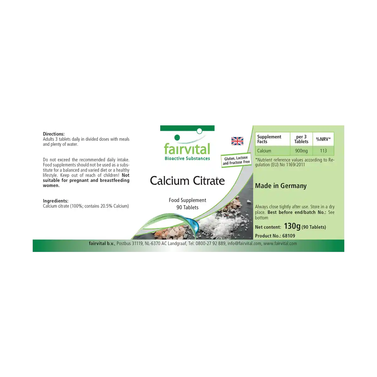 Citrate de Calcium avec 300mg de Calcium - 90 comprimés