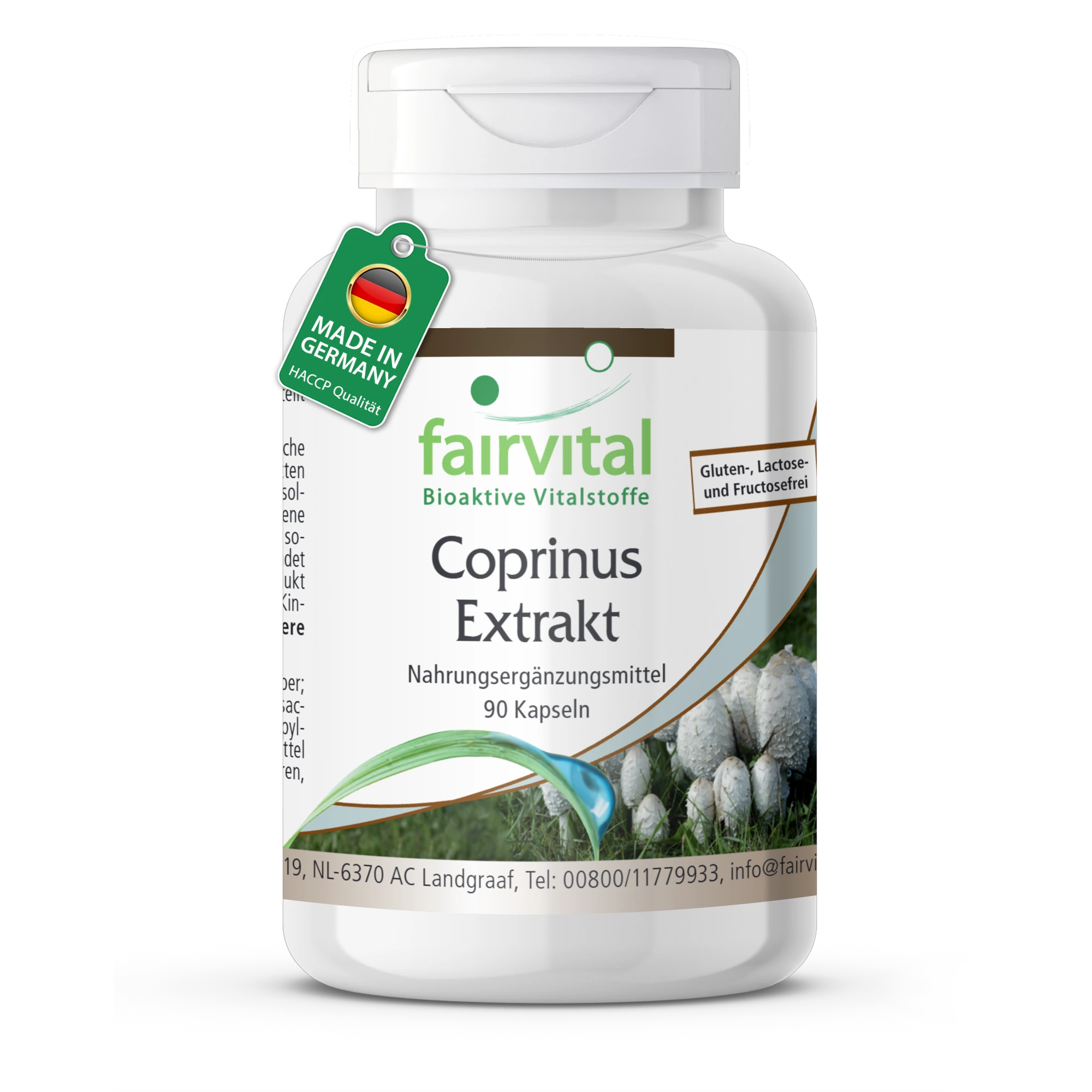 Coprinus Extrakt - 90 Kapseln - schluckfreundlich - coprinus comatus (Spargelpilz) - 30% Polysaccharide | Fairvital