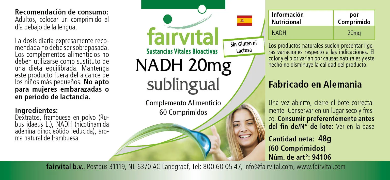 NADH 20mg sublingual – 60 tablets