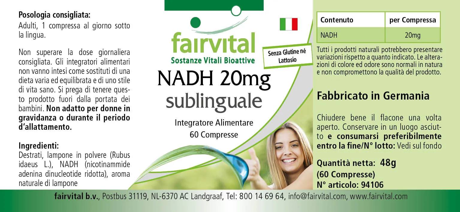 NADH 20mg sublingual – 60 comprimidos