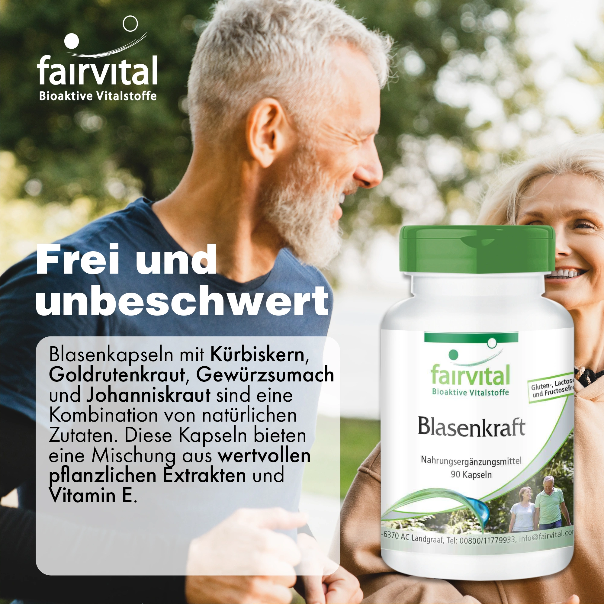Blasenkraft  - 90 Kapseln - mit Kürbiskern; Goldrutenkraut; Vitamin E uvm. - Zellschutz - Vegan | Fairvital