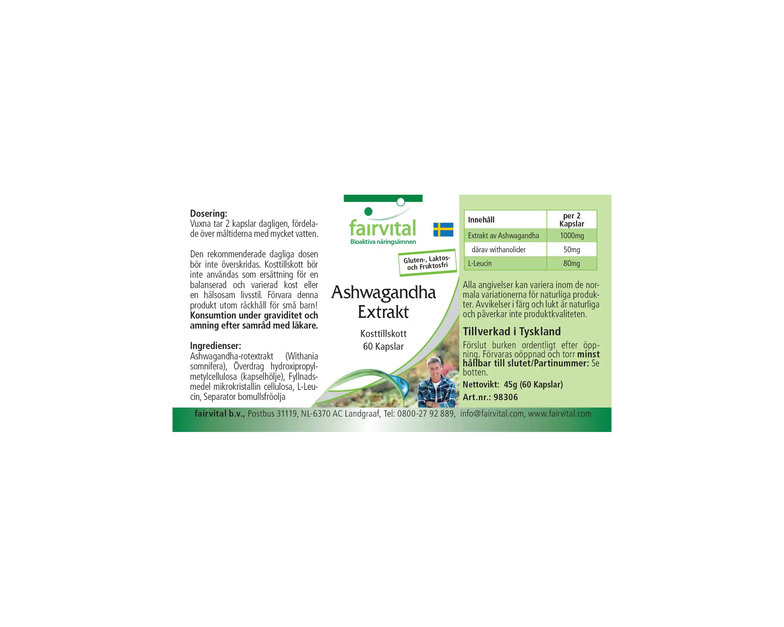 Extracto de Ashwagandha  500mg - 60 Cápsulas