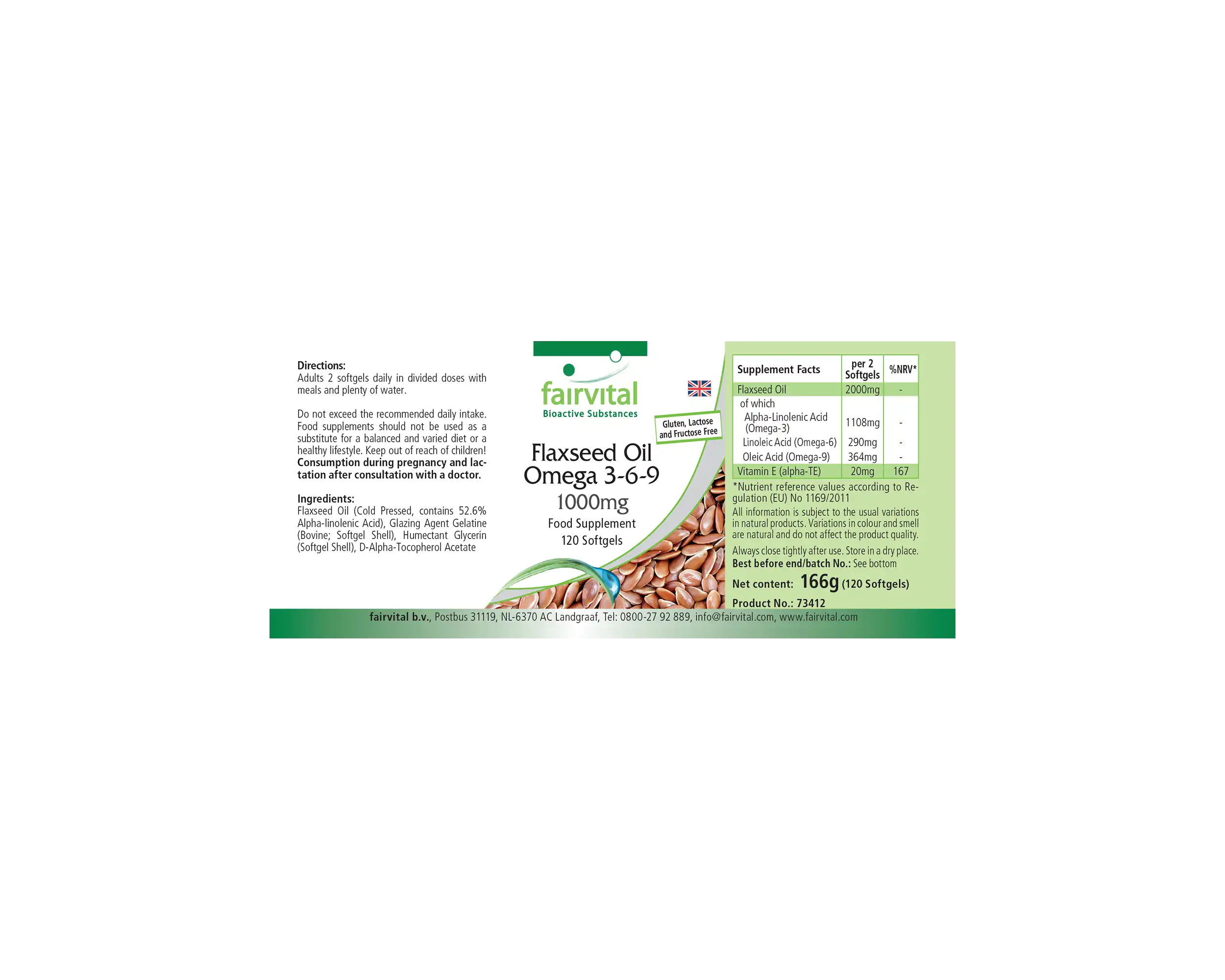 Flachsöl Leinöl Omega 3-6-9 - mit Vitamin E - 120 Softgels - für Zellschutz vor oxidativem Stress - Hochdosiert | Fairvital Flachsöl Leinöl Omega 3-6-9 - mit Vitamin E - 120 Softgels - für Zellschutz vor oxidativem Stress - Hochdosiert | Fairvital
