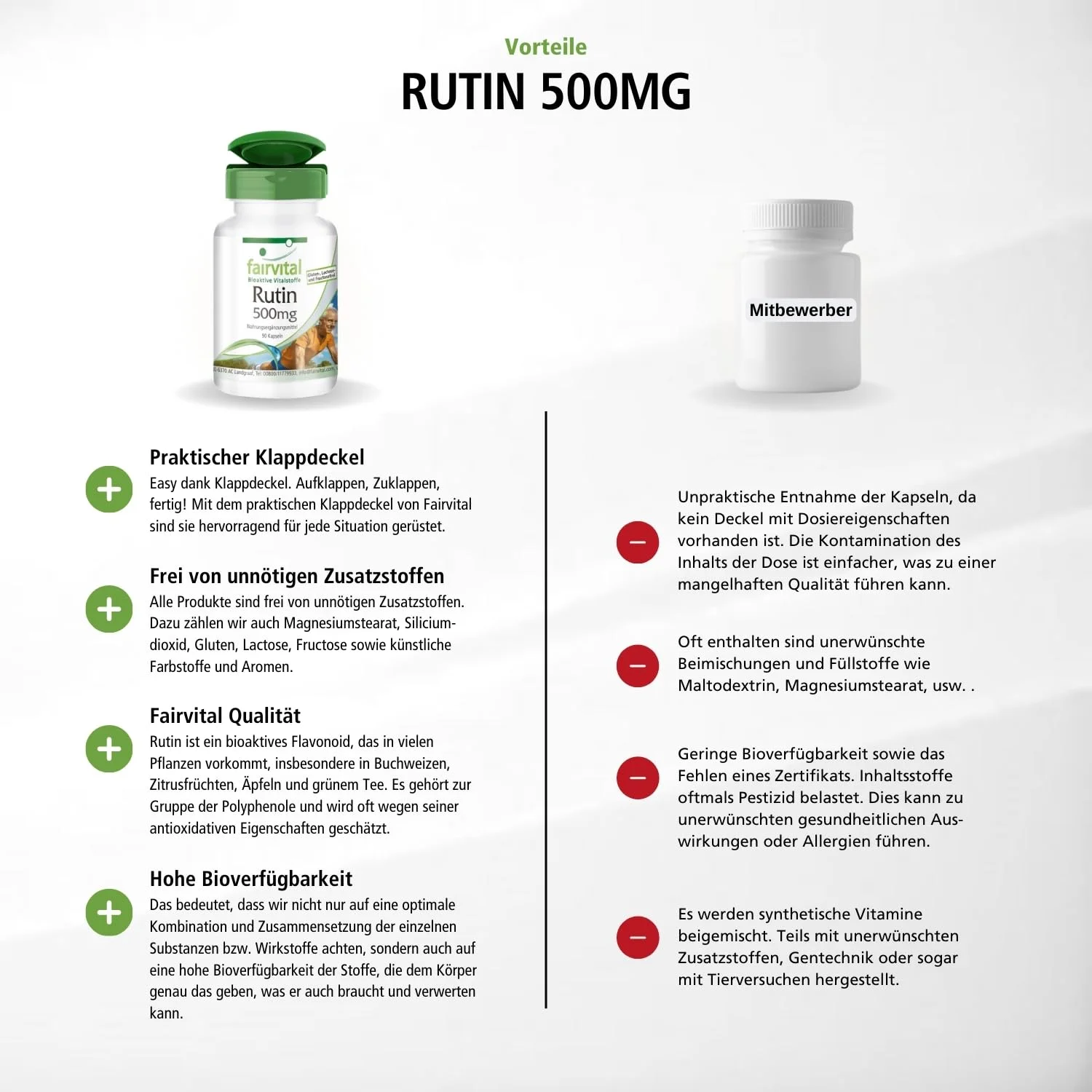 Rutin 500mg - 90 Kapseln - Sophora japonica - Hochdosiert und Vegan | Fairvital