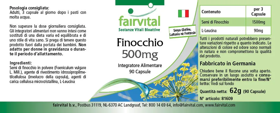 Fenouil 500mg - 90 gélules